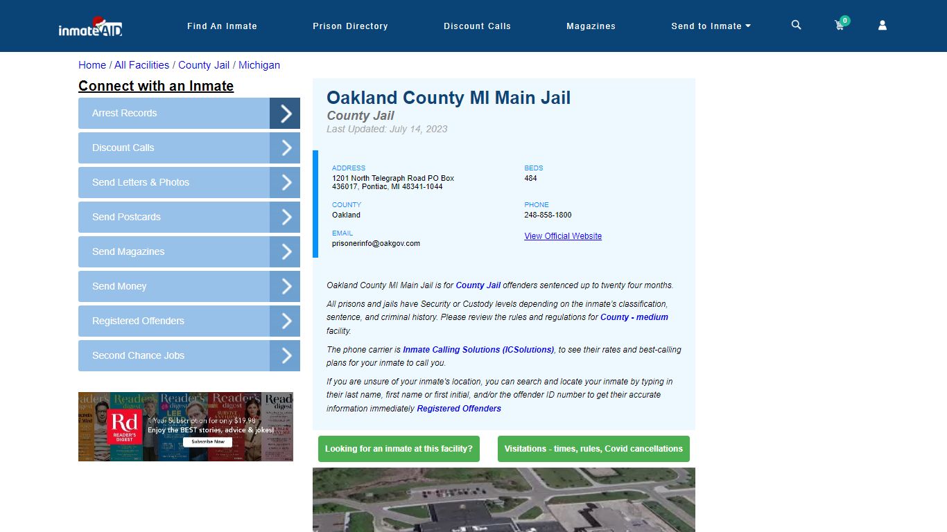 Oakland County MI Main Jail - Inmate Locator - Pontiac, MI